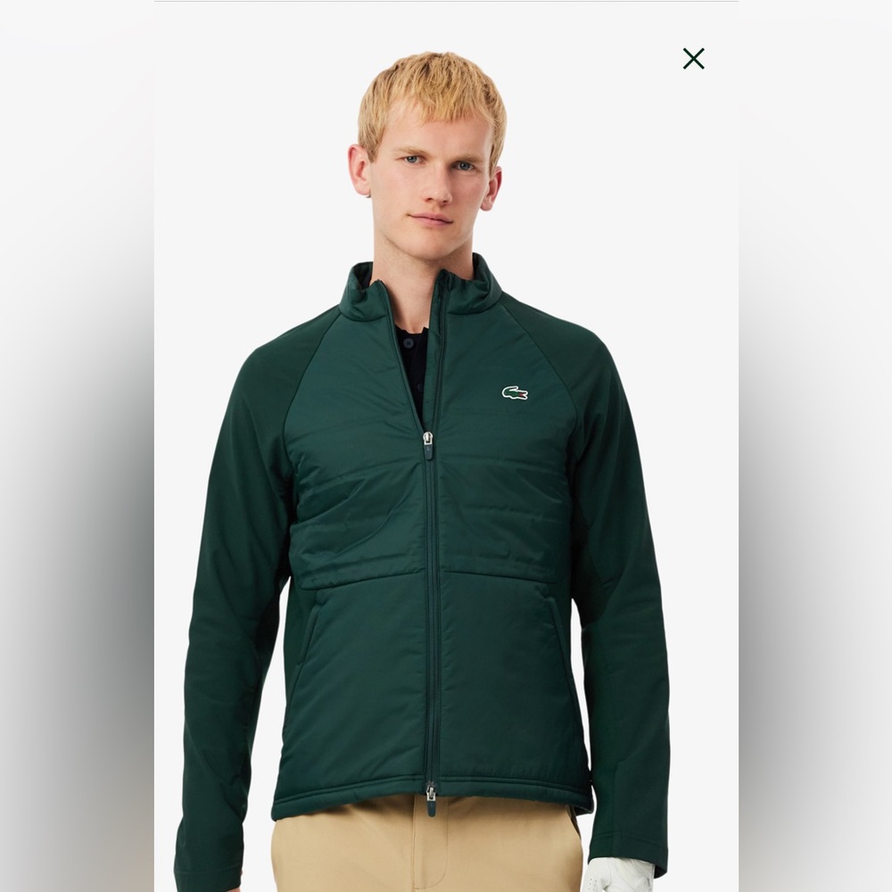 Lacoste black mixed media knit sleeve bomber jacket